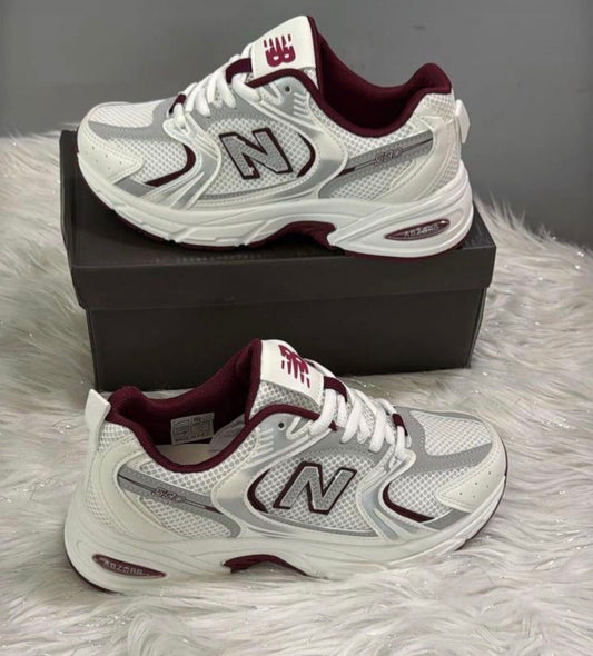 Burgundy and white