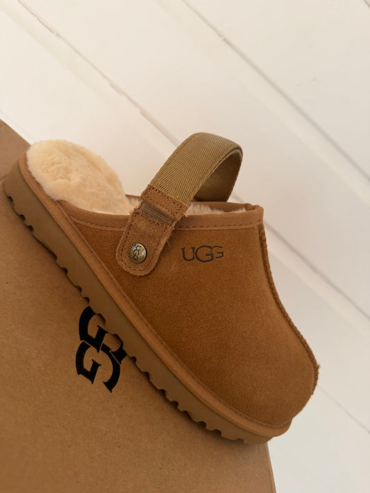 Chestnut Suede Shearling-Lined Slip-On
