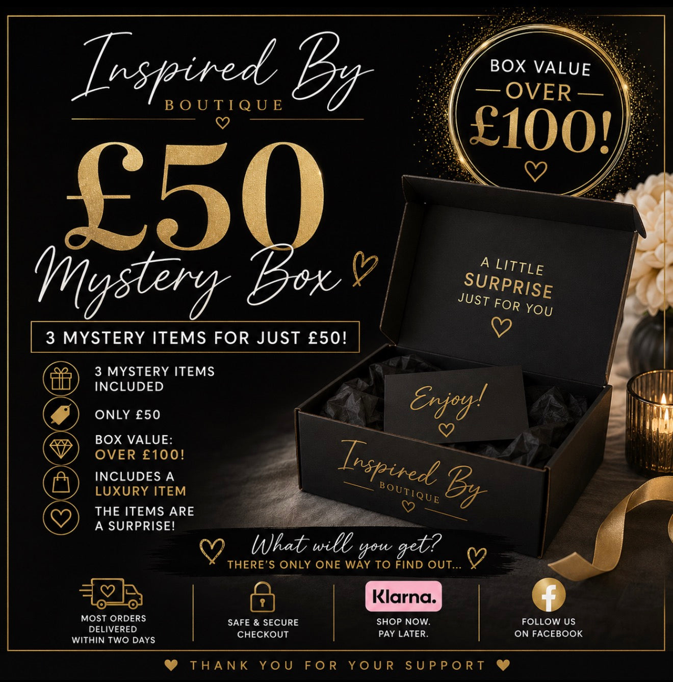 Mystery box (posted out monday the 24th of August) 3 luxury items