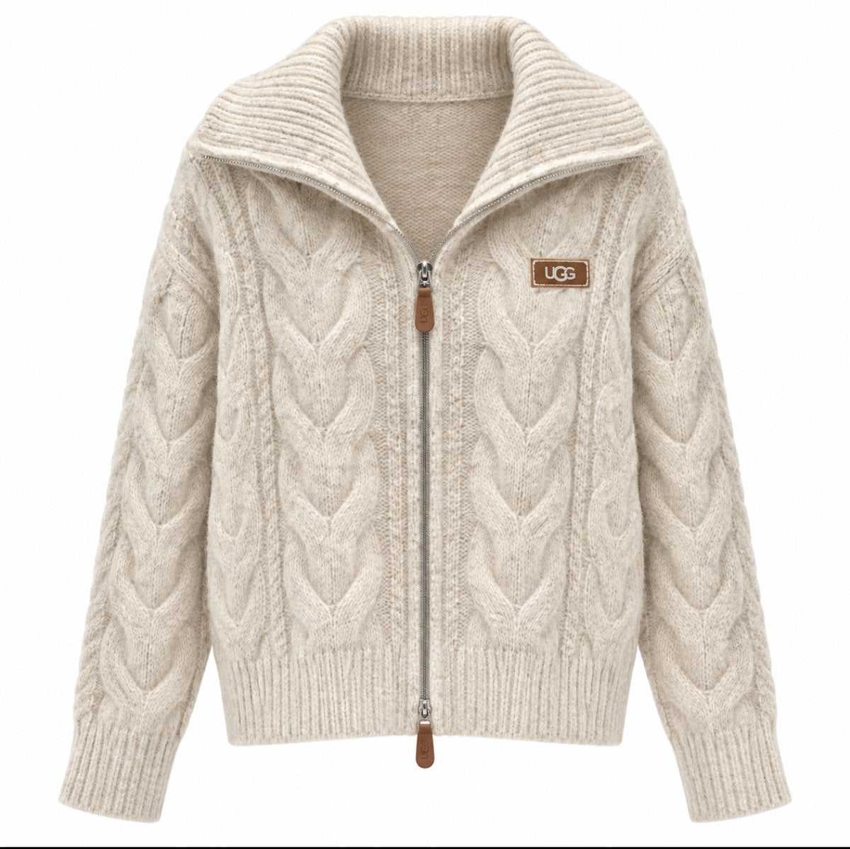 Cable knit zip up ( one size will fit 8-12)