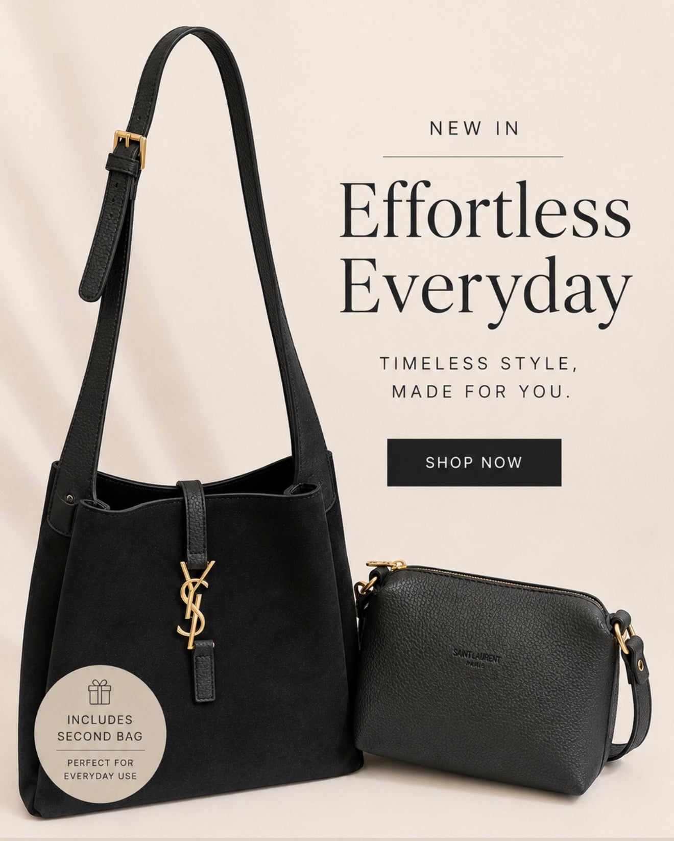 Suede leather luxury 2 in 1 bag